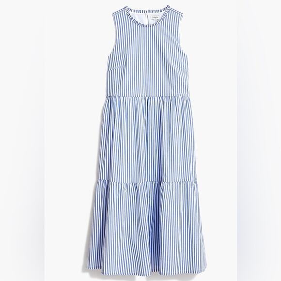 J. Crew Factory Dresses & Skirts - J. Crew Women’s Sz 0 Sleeveless tiered midi dress in cotton poplin AO138